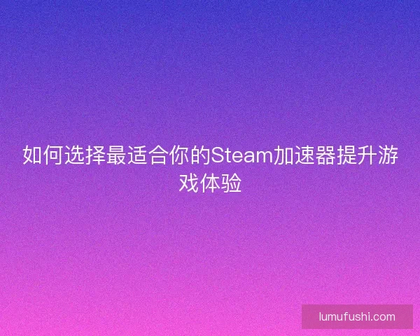 如何选择最适合你的Steam加速器提升游戏体验