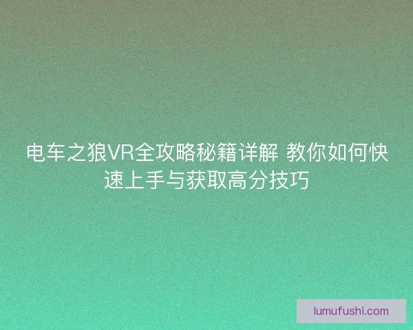 电车之狼VR全攻略秘籍详解 教你如何快速上手与获取高分技巧